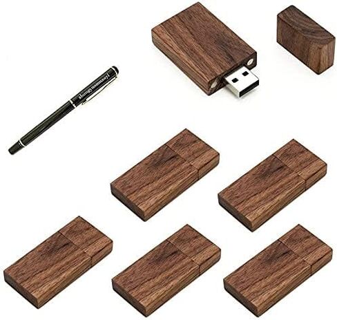 5 Pack Rectangle Walnut Wood 2.0/3.0 USB Flash Drive USB Disk Memory Stick with Wooden (2.0/1GB) in Saudi Arabia