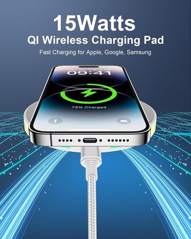 لوحة شحن لاسلكية 15 وات Galaxy S24 Ultra لهاتف Samsung Galaxy S24 Ultra 5G S23 Plus Z Flod 6 QI Android محطة شاحن لاسلكية لهاتف Apple iPhone 16 Pro Max 16Pro 16 Plus 15 Cargador Mat شحن سريع in Saudi Arabia