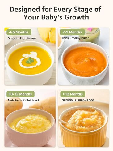 صانع طعام الأطفال من جرونسي بزر واحد، خلاط مطحنة طعام الأطفال بالبخار في جهاز واحد للطهي التلقائي والطحن، آلة خلاط صانع هريس الطفل مع تنظيف ذاتي، رمادي فاتح in Kuwait