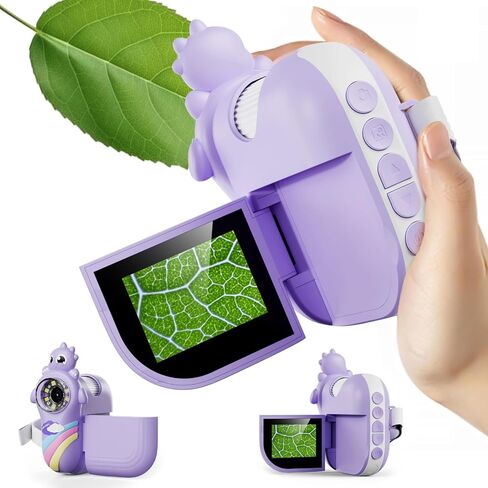Microscope for Kids - 1080P Handheld Digital Microscope Portable Pocket 500X with 8 LED Lights 2'' LCD Screen Educational Science Christmas Birthday Gifts for Age 3 4 5 6 7 8 Girls Boys Purple in Saudi Arabia