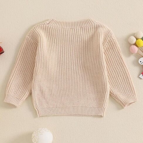 Toddler Boy Girl Christmas Sweater Reindeer Embroidery Long Sleeve Knit Sweater Pullover Tops Fall Winter Clothes in Kuwait