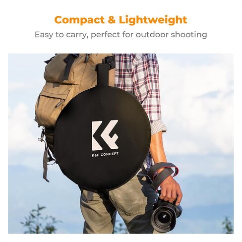 مفهوم K&F مقاس 24 بوصة × 36 بوصة (60 × 90 سم) عاكس بيضاوي قابل للطي 5 في 1 مع حقيبة حمل، قماش عاكس ذهبي وفضي وأسود وأبيض ونسيج ناعم شفاف لإضاءة الاستوديو in Kuwait