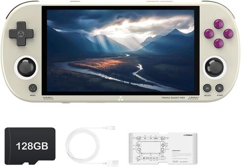 وحدة تحكم ألعاب محمولة من Trimui Smart Pro بشاشة 4.96 بوصة، نظام Linux مع معالج Allwinner A133P مدمج وبطاقة TF سعة 128 جيجا بايت باللون الأبيض in Saudi Arabia