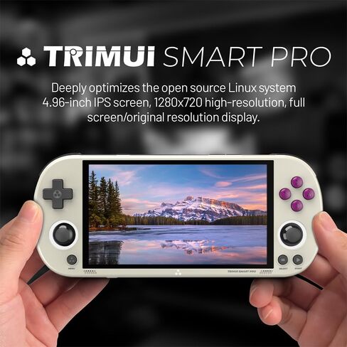 وحدة تحكم ألعاب محمولة من Trimui Smart Pro بشاشة 4.96 بوصة، نظام Linux مع معالج Allwinner A133P مدمج وبطاقة TF سعة 128 جيجا بايت باللون الأبيض in Saudi Arabia