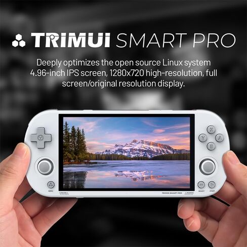 وحدة تحكم ألعاب محمولة من Trimui Smart Pro بشاشة 4.96 بوصة، نظام Linux مع معالج Allwinner A133P مدمج وبطاقة TF سعة 128 جيجا بايت باللون الأبيض in Saudi Arabia