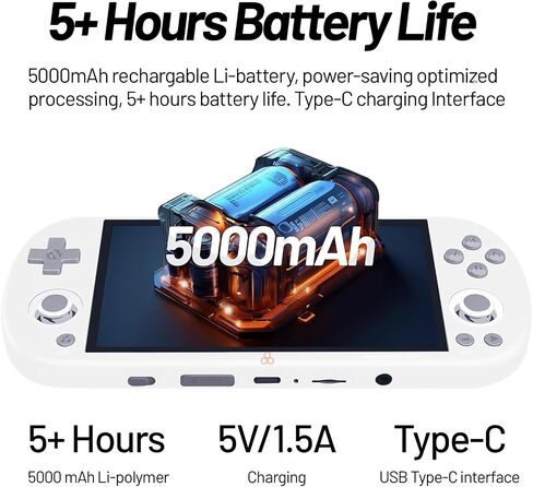 وحدة تحكم ألعاب محمولة من Trimui Smart Pro بشاشة 4.96 بوصة، نظام Linux مع معالج Allwinner A133P مدمج وبطاقة TF سعة 128 جيجا بايت باللون الأبيض in Saudi Arabia