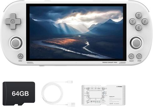 وحدة تحكم ألعاب محمولة من Trimui Smart Pro بشاشة 4.96 بوصة، نظام Linux مع معالج Allwinner A133P مدمج وبطاقة TF سعة 128 جيجا بايت باللون الأبيض in Saudi Arabia