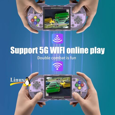 Dosnura RG353P Handheld Game Console Linux and Android Dual OS RK3566 64BIT 64G TF Card 4420+ Classic Games 3.5 Inch IPS Screen 3500mAh Battery Support 5G WiFi 4.2 Bluetooth(RG353P-Black) in Saudi Arabia