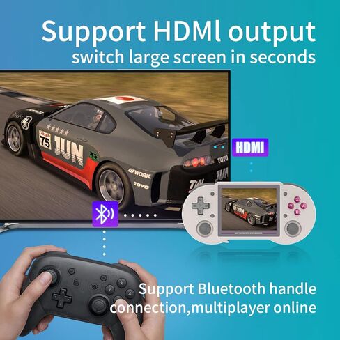 Dosnura RG353P Handheld Game Console Linux and Android Dual OS RK3566 64BIT 64G TF Card 4420+ Classic Games 3.5 Inch IPS Screen 3500mAh Battery Support 5G WiFi 4.2 Bluetooth(RG353P-Black) in Kuwait