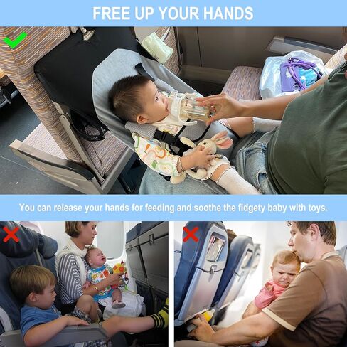 Baby Airplane Bed, Baby Travel Essentials for Flying, Toddler Airplane Seat Extender Must Haves, Plane Portable High Chair Harness Seat for Infant (Gray) in Kuwait