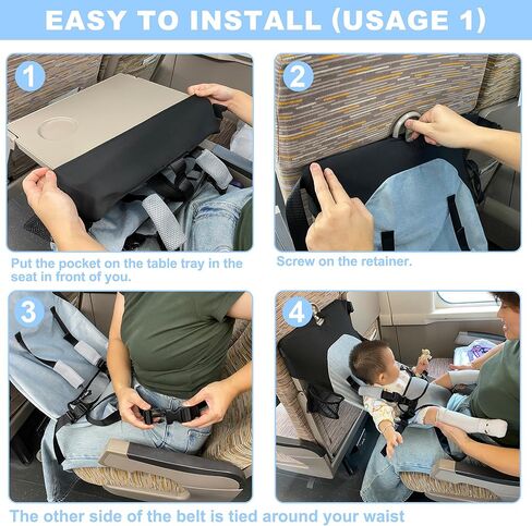 Baby Airplane Bed, Baby Travel Essentials for Flying, Toddler Airplane Seat Extender Must Haves, Plane Portable High Chair Harness Seat for Infant (Gray) in Kuwait