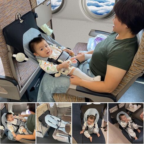 Baby Airplane Bed, Baby Travel Essentials for Flying, Toddler Airplane Seat Extender Must Haves, Plane Portable High Chair Harness Seat for Infant (Gray) in Kuwait