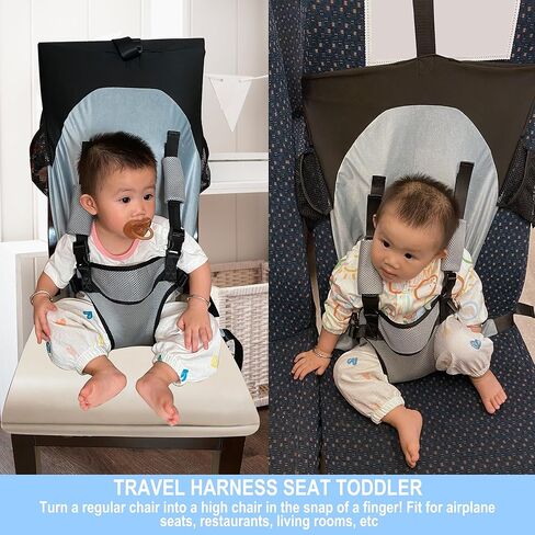 Baby Airplane Bed, Baby Travel Essentials for Flying, Toddler Airplane Seat Extender Must Haves, Plane Portable High Chair Harness Seat for Infant (Gray) in Kuwait