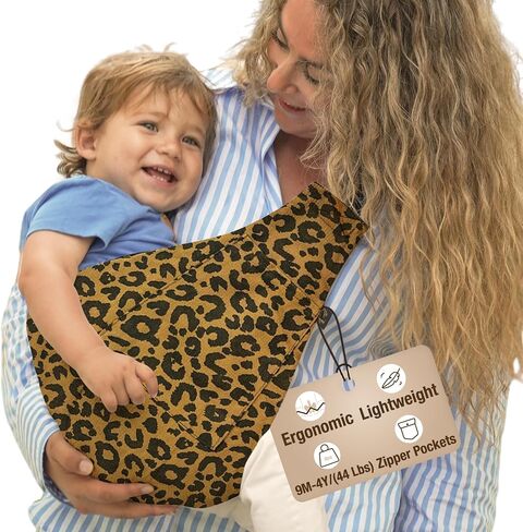 Ergonomic Lightweight Adjustable Toddler Sling Baby Carrier with Zipper Pockets Shoulder Padding Anti Slip Support for Travel Loving Dads and First Time Moms from 12 Months to 3 Years in Saudi Arabia