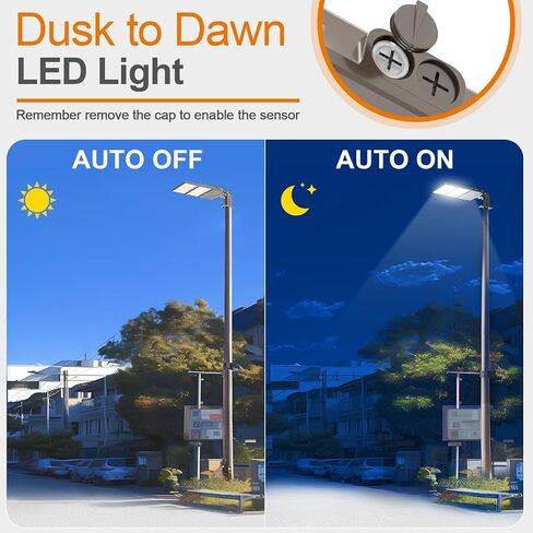 ADUB 320W LED مصباح موقف السيارات مع خلية ضوئية، 5000K LED Shoebox Light ذراع قابل للتعديل وتركيب سهل التركيب، 48000 LM عمود أضواء خارجي IP65 إضاءة أمان منطقة الشارع التجاري، مدرج في قائمة UL in Kuwait