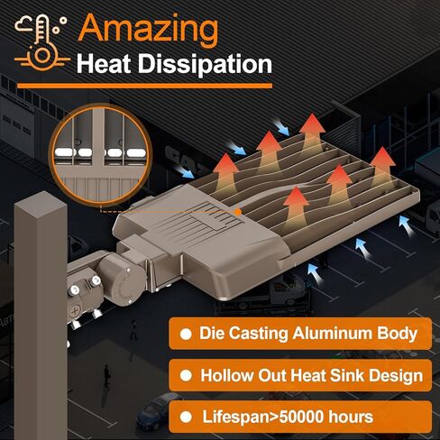 ADUB 320W LED مصباح موقف السيارات مع خلية ضوئية، 5000K LED Shoebox Light ذراع قابل للتعديل وتركيب سهل التركيب، 48000 LM عمود أضواء خارجي IP65 إضاءة أمان منطقة الشارع التجاري، مدرج في قائمة UL in Kuwait