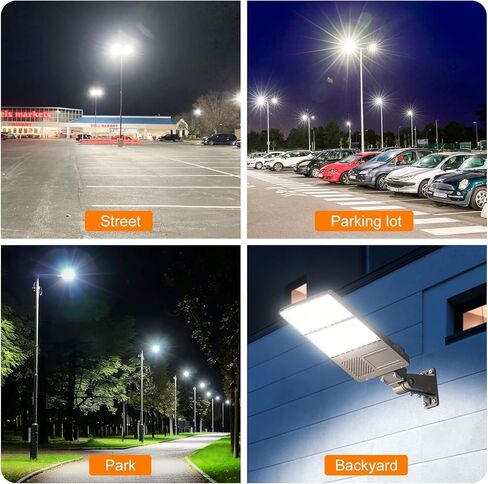 ADUB 320W LED مصباح موقف السيارات مع خلية ضوئية، 5000K LED Shoebox Light ذراع قابل للتعديل وتركيب سهل التركيب، 48000 LM عمود أضواء خارجي IP65 إضاءة أمان منطقة الشارع التجاري، مدرج في قائمة UL in Kuwait