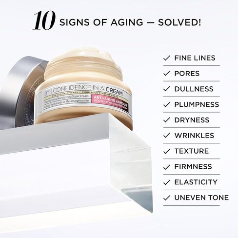 IT Cosmetics Confidence in a Cream Anti Aging Face Moisturizer – Visibly Reduces Fine Lines, Wrinkles & Signs of Aging Skin in 2 Weeks, 48HR Hydration with Hyaluronic Acid, Niacinamide in Kuwait