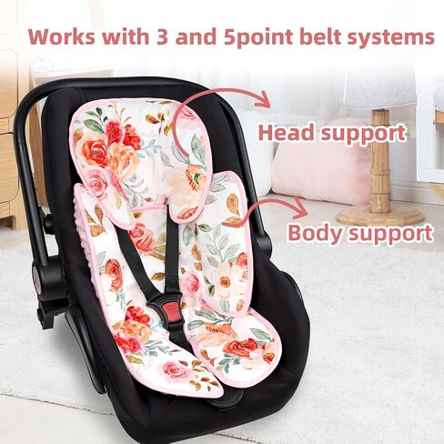 Infant Car Seat Insert, 2-in-1 Baby Car Seat Head Support for Newborn Girls Boys, Soft Baby Neck Support and Body Cushion for Car Seat, Stroller, Bouncer (RainbowStar) in Saudi Arabia