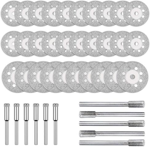 Diamond Cutting Wheels + Burs for Dremel Rotary Tool Glass Stone Tile Cutter 545 Cut Off Disc Masonry Ceramic Concrete Notching Die Grinder Bits 35pc + 6 Mandrels in Saudi Arabia