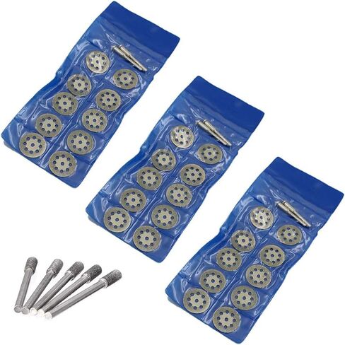 Diamond Cutting Wheels + Burs for Dremel Rotary Tool Glass Stone Tile Cutter 545 Cut Off Disc Masonry Ceramic Concrete Notching Die Grinder Bits 35pc + 6 Mandrels in Saudi Arabia