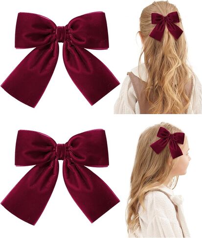 doboi 2 قطعة من أقواس الشعر المخملية مشابك شعر الأطفال 3.5 بوصة مشابك التمساح للفتيات والأطفال الصغار والمراهقات وإكسسوارات الشعر للنساء (نبيذ) in Kuwait