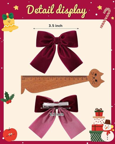 doboi 2 قطعة من أقواس الشعر المخملية مشابك شعر الأطفال 3.5 بوصة مشابك التمساح للفتيات والأطفال الصغار والمراهقات وإكسسوارات الشعر للنساء (نبيذ) in Kuwait