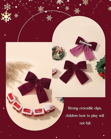 doboi 2 قطعة من أقواس الشعر المخملية مشابك شعر الأطفال 3.5 بوصة مشابك التمساح للفتيات والأطفال الصغار والمراهقات وإكسسوارات الشعر للنساء (نبيذ) in Kuwait