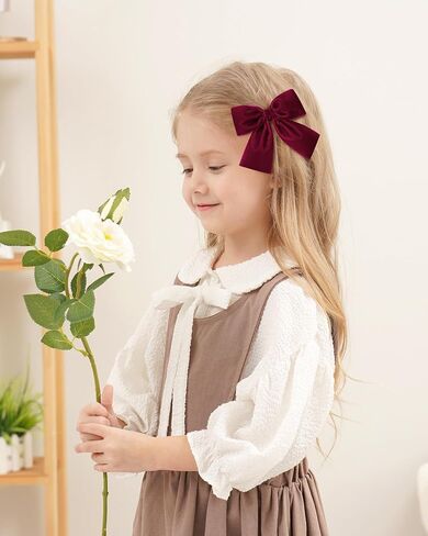 doboi 2 قطعة من أقواس الشعر المخملية مشابك شعر الأطفال 3.5 بوصة مشابك التمساح للفتيات والأطفال الصغار والمراهقات وإكسسوارات الشعر للنساء (نبيذ) in Kuwait