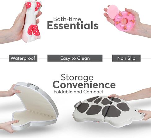 Comfortable Bath Kneeler and Elbow Rest Pad Set for Baby Bathing – 22'' Extra Long Non-Slip Kneeling Mat with 1.5'' Thick Memory Foam and Toy Organizer Pockets– Grey (Hippo Shape) in Kuwait
