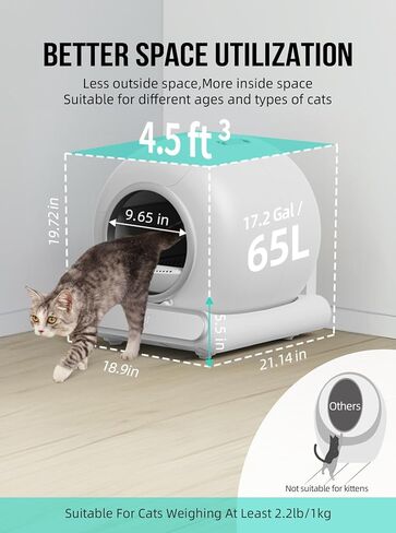 Self Cleaning Cat Litter Box, Drawstring Pet Waste Bags, Cat Litter Box Liners-4 Rolls, 20"x 18", 60 Counts for Automatic Cleaning Litter Box in Saudi Arabia