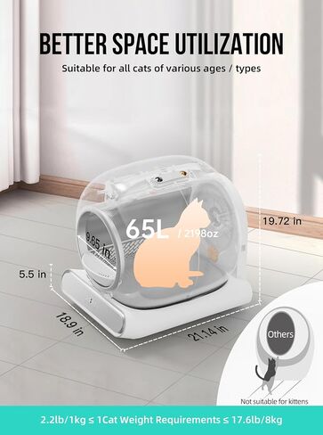 Self Cleaning Cat Litter Box, Drawstring Pet Waste Bags, Cat Litter Box Liners-4 Rolls, 20"x 18", 60 Counts for Automatic Cleaning Litter Box in Saudi Arabia