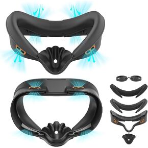 Tyasoleil Cooling Face Cover Pad for Meta Quest 3S, Replacement Air-Circulation Interface Facial VR Accessories Compatible with Oculus Quest 3S, Soft Sweat-Proof PU Cushion & Breathable Ice Silk Pad
