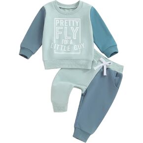 Baby Boy Fall Clothes Set Long Sleeve Letter Print Sweatshirt Pants Toddler Infant Outfits 6 12 18 24 Months 2T