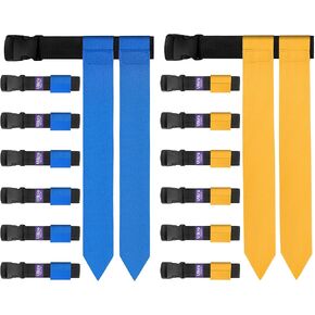 Flag Football Belts, 14 Player Adjustable Flag Football Set for Sports Training Competition (Green & Yellow)