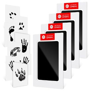 Baby Hand and Footprint Kit Clean Touch Ink Pad Inkless Family Handprint Kit Pet Paw Print Kit for Dogs Cats Footprint Keepsake Safe Baby Registry Search with 4 Ink Pads and 8 Imprint Cards