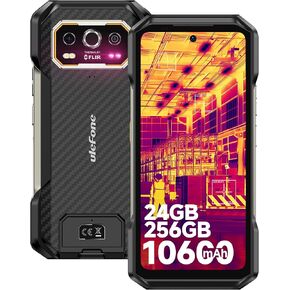 Ulefone Armor 27T Pro 5G Rugged Phone, Thermal Imaging 64MP+50MP Camera, 24GB+256GB MTK Dimensity 6300, 10600mAh(33W), 30W Wireless Charging, 6.78" FHD+ 120Hz Corning Gorilla Screen, Android 14