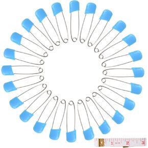 Diaper Pins, Blue Color Nappy Safety Pins Hold Clip Locking Cloth, Pack of 50, 2 1/8 inch