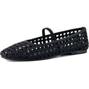 CUSHIONAIRE Women's Weavy Squared Toe Woven Ballet Flat, +Memory Foam, Wide Widths Available in Kuwait