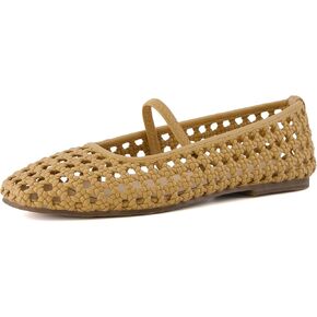 CUSHIONAIRE Women's Weavy Squared Toe Woven Ballet Flat, +Memory Foam, Wide Widths Available