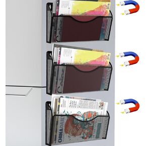 3 قطع من حامل الملفات المغناطيسي لخزائن الملفات، منظم حامل المجلدات - حامل مستندات ورقية بدون حفر، رف مجلة معلق ذو سعة كبيرة للمكتب للثلاجة، السبورة البيضاء، المكتب، المطبخ in Kuwait
