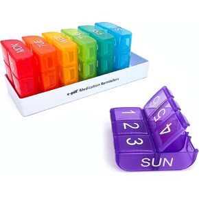 e-Pill 6 Times a Day x 7 Day Weekly Pill Organizer, Vitamin and Medicine Pill Box Reminder - with Timer
