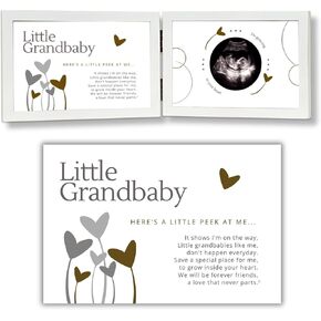 Little Grandbaby Ultrasound Picture Frame/Sonogram Frame, Pregnancy Announcement for Grandparents/New Baby Announcement/Baby Shower Keepsake (White Art)