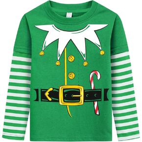 Kids Christmas Shirt Baby Boys Girls Christmas Elf Shirts for Boy Girl Raglan Long Sleeve Tshirt Tops Xmas Santa