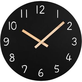 Plumeet 10'' Wooden Wall Clock Small Frameless Clocks with Silent Quartz Movement - Modern Style Village Wall Clocks Decorative Home Kitchen - Battery Operated (White)