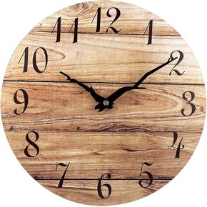 Plumeet 10'' Wooden Wall Clock Small Frameless Clocks with Silent Quartz Movement - Modern Style Village Wall Clocks Decorative Home Kitchen - Battery Operated (White) in Kuwait