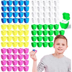 100 PCS Colorful Tooth Savers, Plastic Tooth Boxes for Lost Teeth, Tooth Holders Savers for Kids Boys & Girls at School, Keepsake, Goodie Bag Fillers, Party Favor, Dentist Office, 5 Colors
