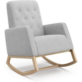 Storkcraft Northern Lights Nursery Rocker (Ivory Boucle) - Upholstered, Button-Tufted Rocking Chair for Nursery, Gentle Rocking Motion, Solid Wood Base
