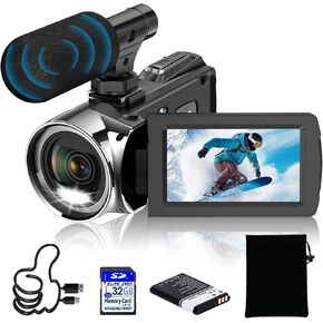 Video Camera Camcorder Ultra HD 4K 48MP Digital Cameras Recorder for YouTube TikTok 3 Inch 270 Degree Rotation Screen 18X Zoom Vlogging Camcorders for Kids,Teens,Students,Beginners,Elders