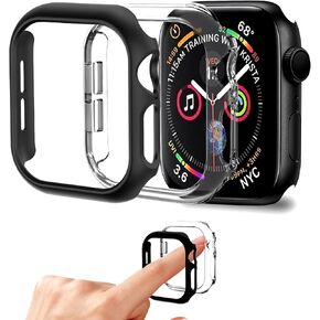 2 Pack Hard Bumper Case for Apple Watch Series 10 46mm, Ultra Thin Shockproof Slim Protective Bumper Cover for iWatch S10 Accessories 46mm,Black/Clear
